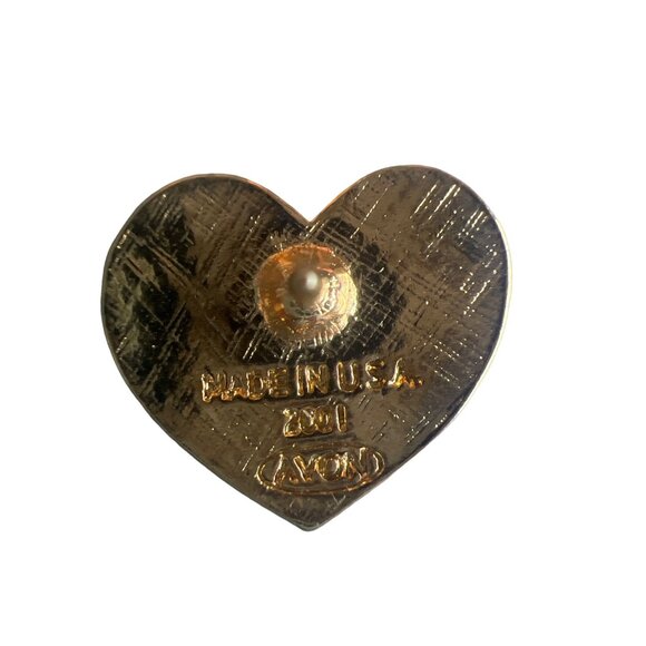 Avon Vintage American Flag Heart Pin Enamel Red White Blue - Picture 3 of 6